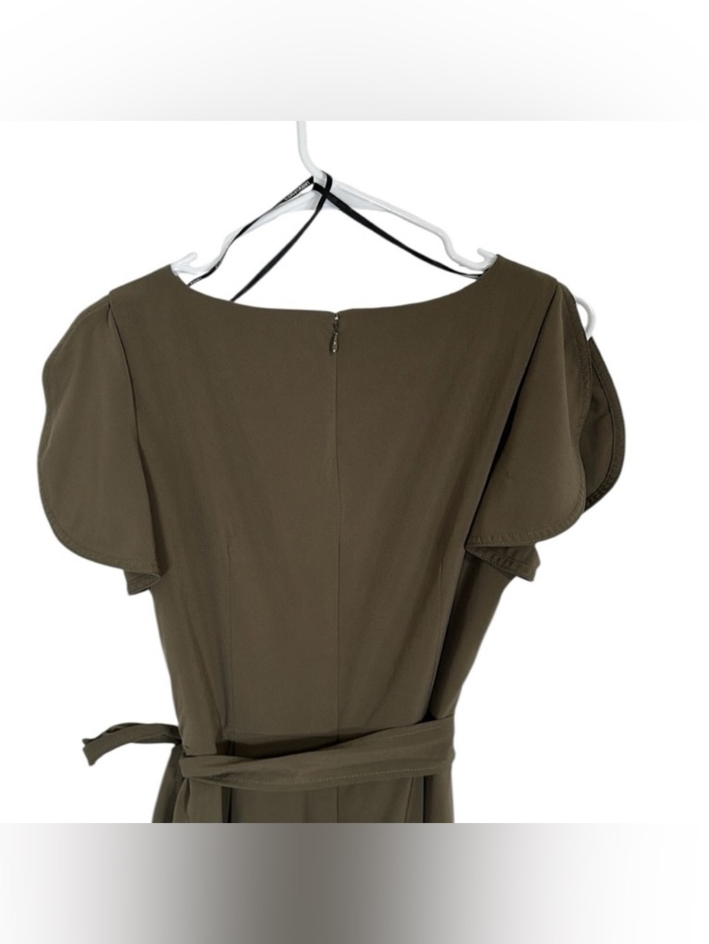 NEW Olive Green Cropped Belted Jumpsuit Sz 8 - Picture 9 of 13